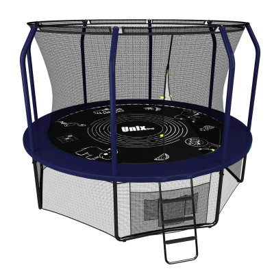 Батут Unixfit Supreme Game Blue 8FT внутренняя сетка 244см лестница