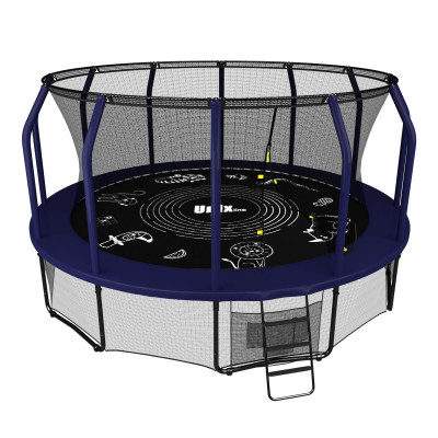 Батут Unixfit Supreme Game Blue 12FT внутренняя сетка 366см лестница