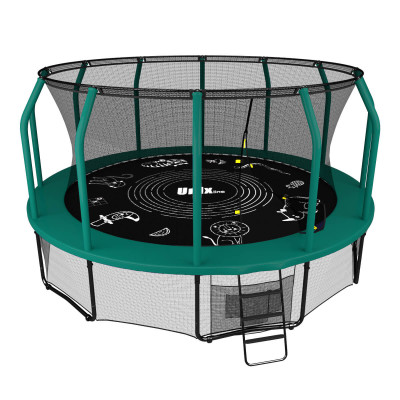 Батут Unixfit Supreme Game Green 16FT внутренняя сетка 488см лестница